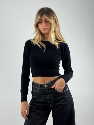 Maglia girocollo crop - 3M0805C