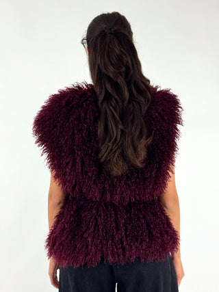 Gilet in eco-montone riccio - W26J526