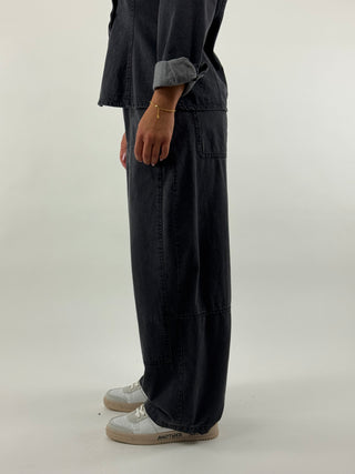 Pantalone effetto denim nero - 60410P1
