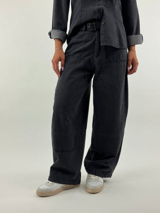 Pantalone effetto denim nero - 60410P1