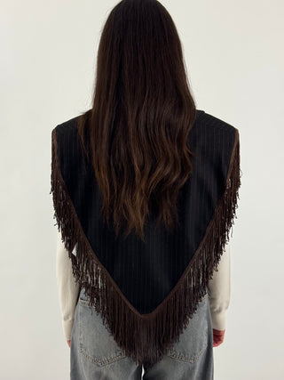 Gilet gessato con frange - 27B6589