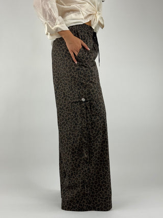 Pantalone animalier bottoni gioiello - 39403