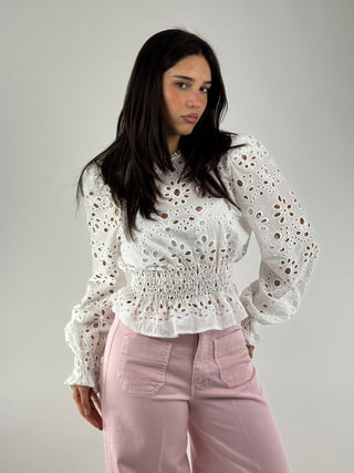 Camicia crop con ricami - S26C913