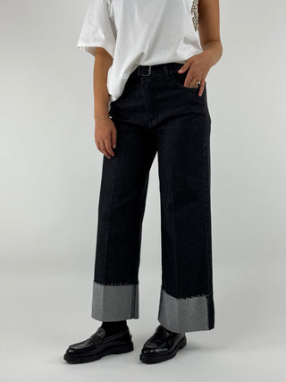 Jeans gamba dritta con risvolti - CJ12061