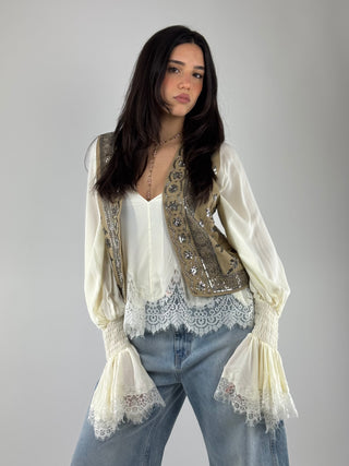 Gilet ricamo perle - 38448