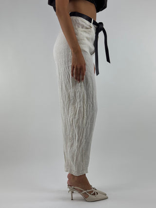 Pantalone barrel in lino - 12402