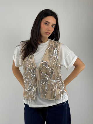 Gilet paillettes - D02E0243
