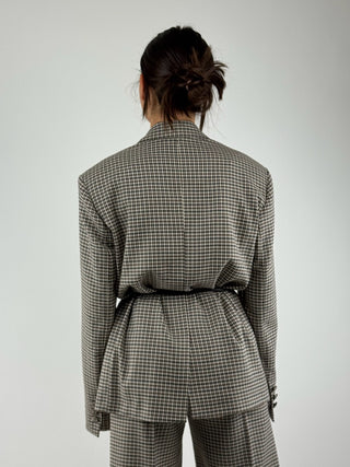 Giacca con cintura piedpoule - 38005/4596