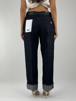 Jeans nero con risvolto - PLS-R133