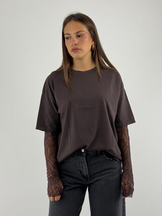 T-shirt manica in pizzo - 11073