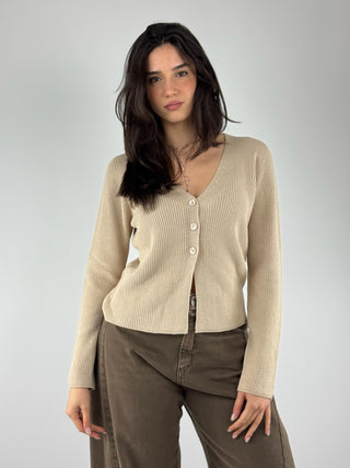 Cardigan a coste con bottoni - 16044