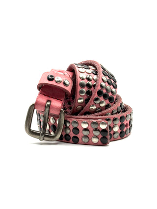 Cintura borchiata rosa, 3 file - ALBELT3-R