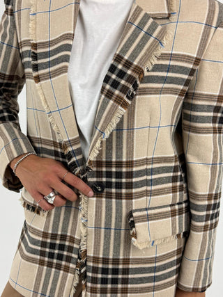 Giacca check con frangia - JGE-R045