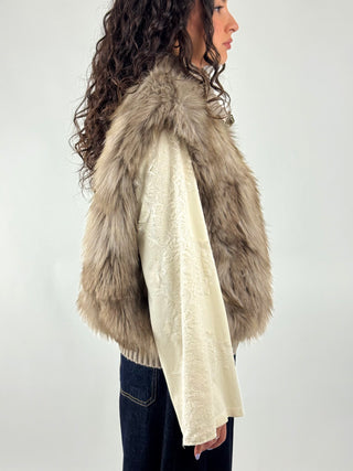 Gilet in Ecopelliccia Taupe - D03E0419