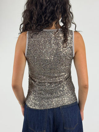Canotta paillettes - C109W