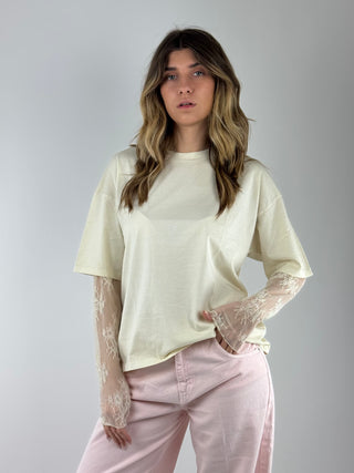 T-shirt manica in pizzo - 11073