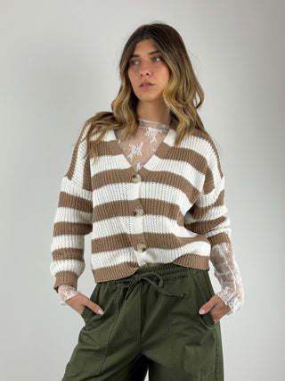 Cardigan righe - W26056