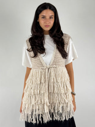 Gilet in maglia con frange - F03E0169