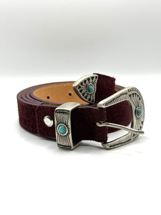 Cintura in pelle scamosciata con fibbia decorata - FW25-CINTWEST