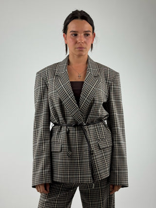 Giacca con cintura check - 38005/4609