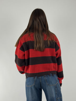 Maglione girocollo a righe - 55078F