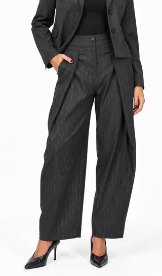 Pantalone barrel gessato - W26P333