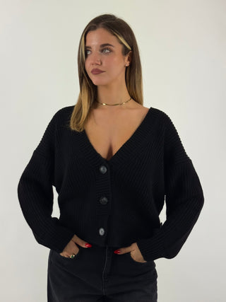 Cardigan crop in maglia a coste - PA1876