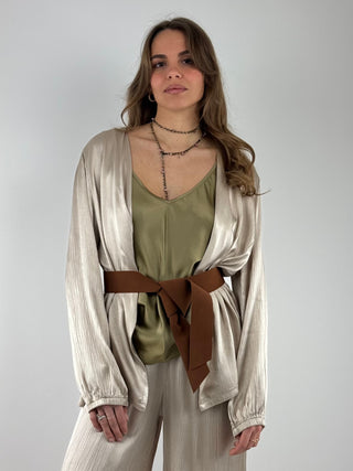 Giacca kimono con cintura camoscio - JWG-Q001