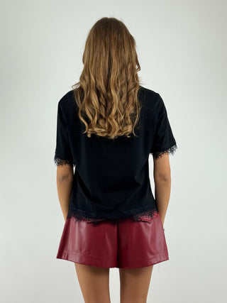 T-shirt stampa con pizzo - 37825