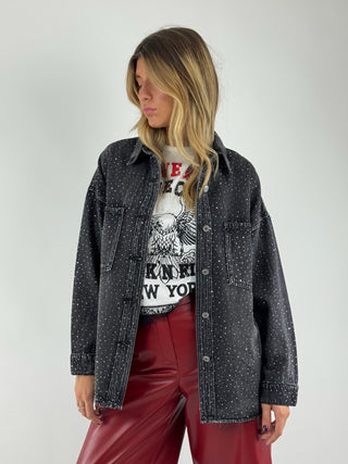 Camicia over denim strass - ZH105N