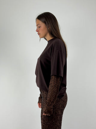 T-shirt con maniche paillettes - FW250004