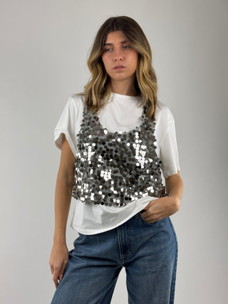 T-shirt over paillettes - S0019PG