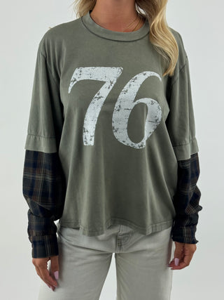 T-shirt over doppia manica in check - I266177