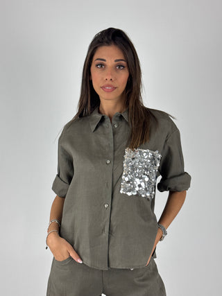 Camicia tasca paillettes - S26CE15