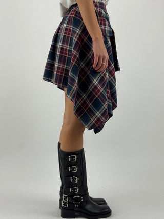 Minigonna check effetto camicia annodata - TAC1740