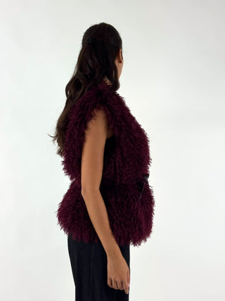 Gilet in eco-montone riccio - W26J526