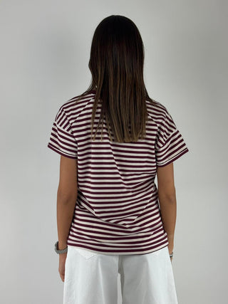 T-shirt righe scollo a V - D02E1260