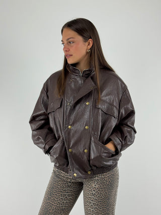 Giubbotto ecopelle con zip - FF582