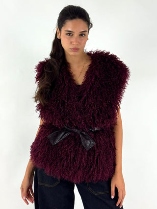 Gilet in eco-montone riccio - W26J526
