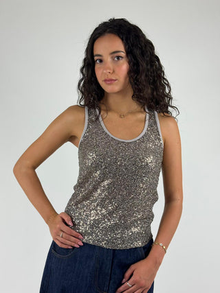 Canotta paillettes - C109W