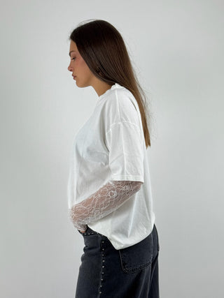 T-shirt manica in pizzo - 11073
