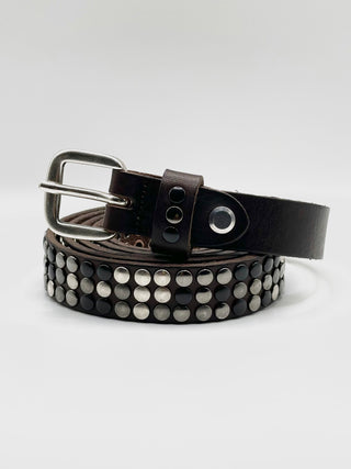 Cintura borchiata moro, 3 file - ALBELT3-M