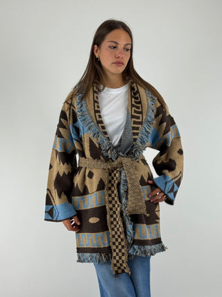 Cardigan in fantasia con cintura - W5HMG48A400