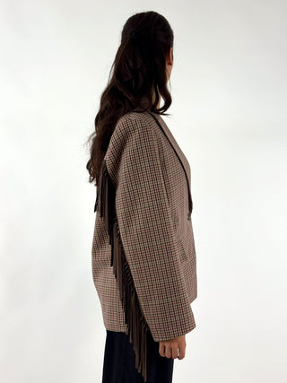 Blazer sartoriale pied-de-poule con frange
- TAC1316