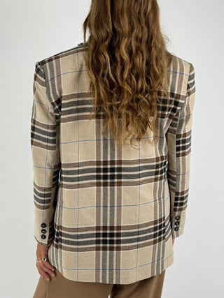 Giacca check con frangia - JGE-R045