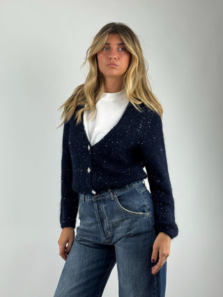 Cardigan crop bottoni gioiello - 33006F