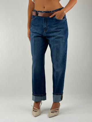Jeans ‘mandy’ con cintura denim - PLS-R128