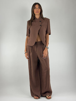 Pantalone palazzo gessato - M02M1244