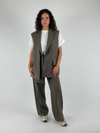Pantalone gessato a gamba dritta - PN148513