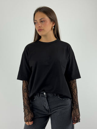 T-shirt manica in pizzo - 11073